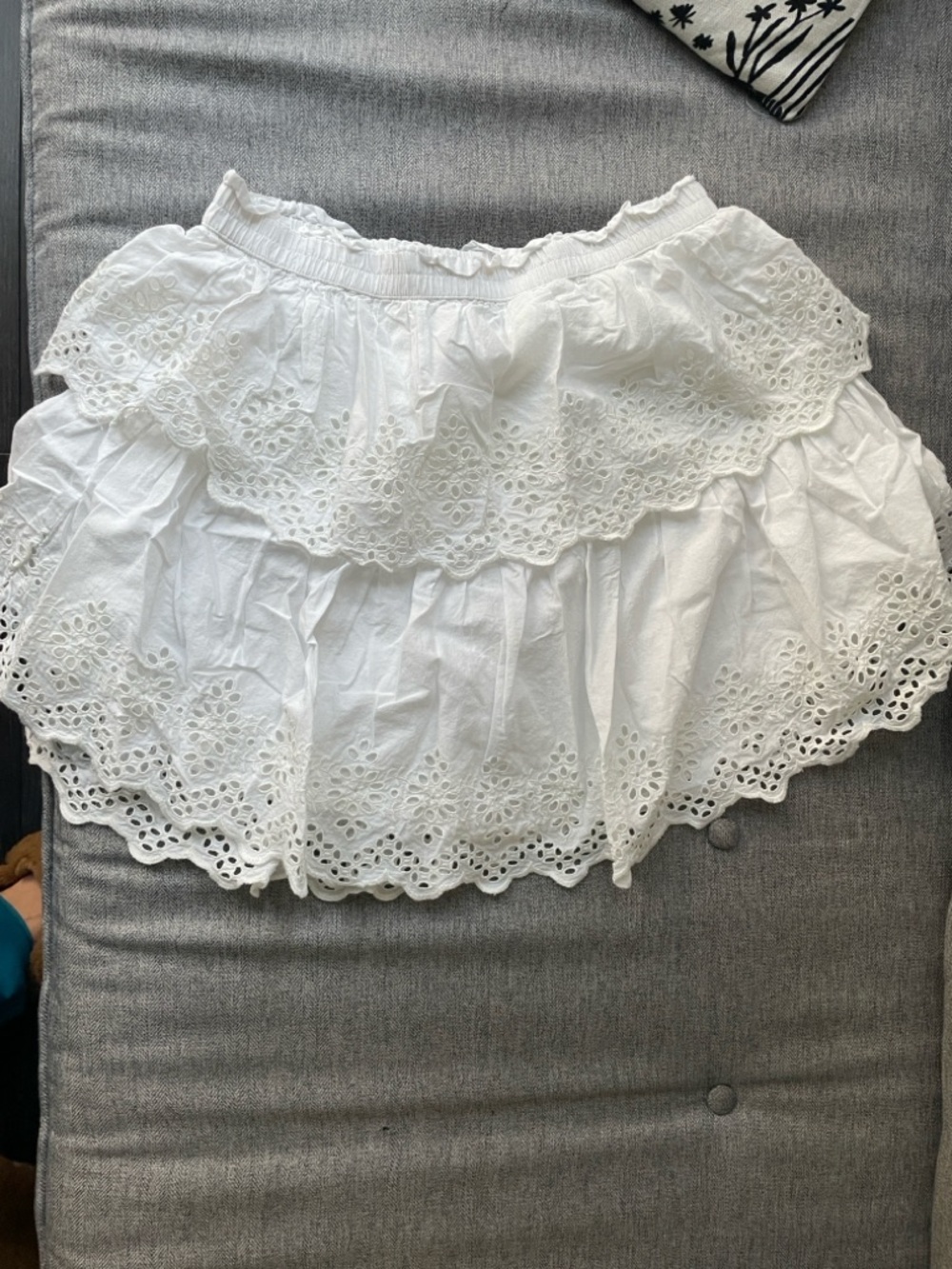 GAP Cotton White Tiered Eyelet Mini Skirt